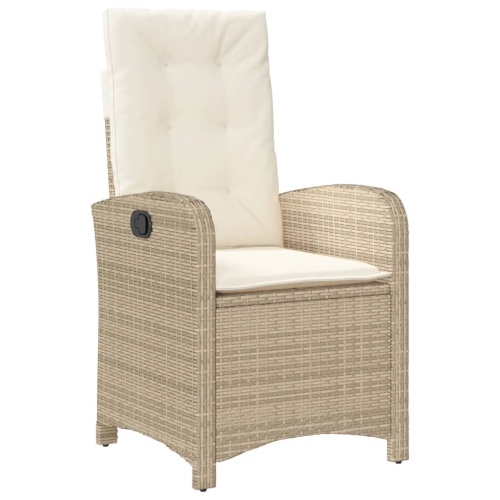 VIDAXL  Reclining Garden Chair With Cushions Poly Rattan In Beige