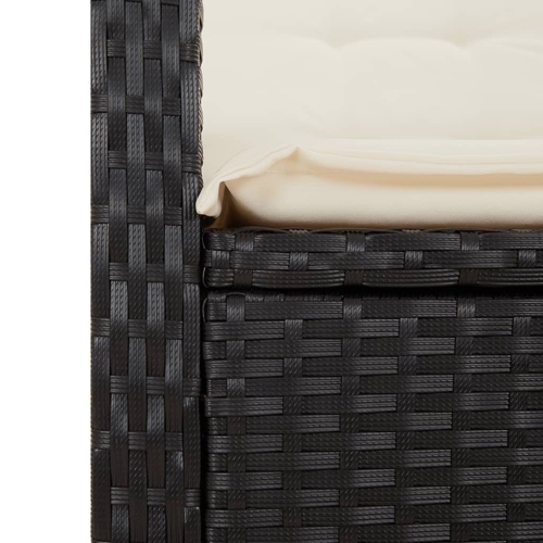 vidaXL Reclining Garden Chair with Cushions Black Poly Rattan