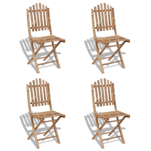 VIDAXL  Foldable Outdoor Chairs Bamboo 4 PCs