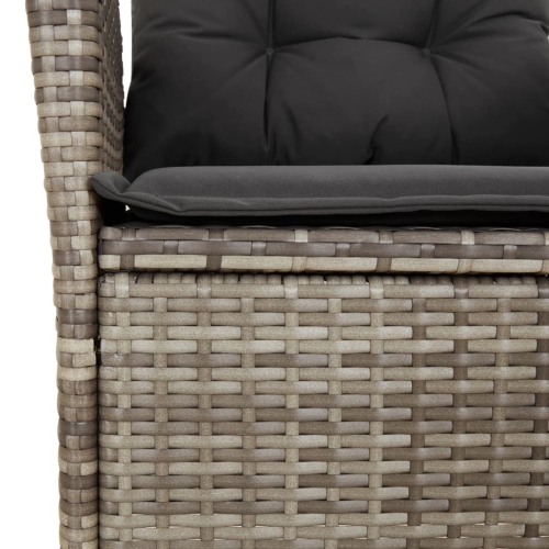 vidaXL Reclining Garden Chair with Cushions Grey Poly Rattan