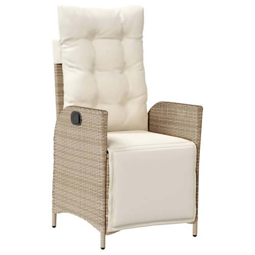 vidaXL Reclining Garden Chair with Footrest Beige Poly Rattan