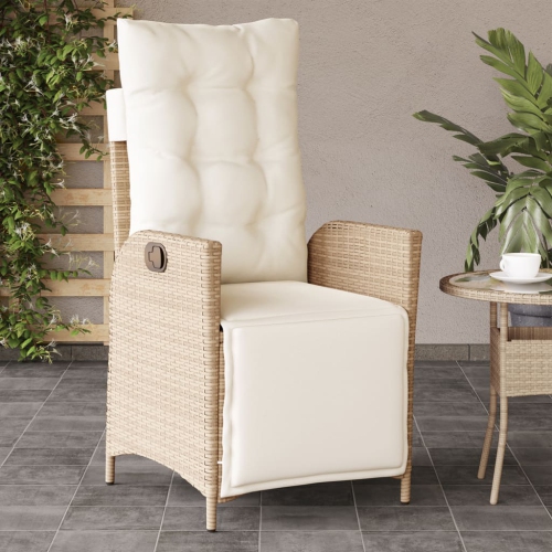 vidaXL Reclining Garden Chair with Footrest Beige Poly Rattan