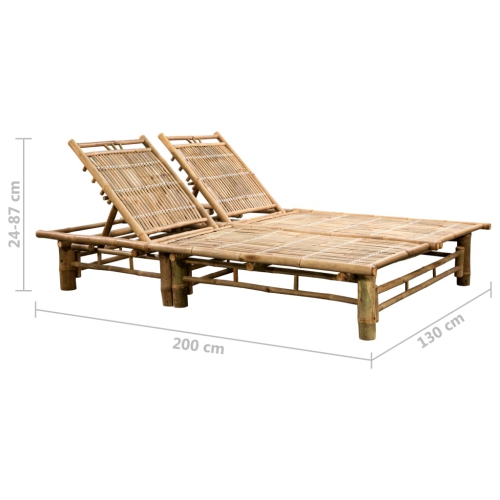 vidaXL 2-Person Sun Lounger with Cushions Bamboo