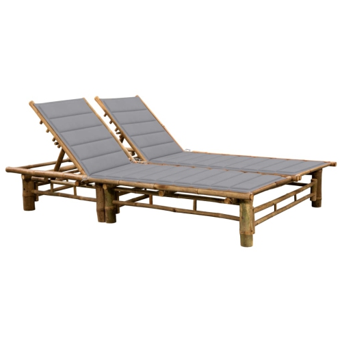 VIDAXL  2-Person Sun Lounger With Cushions Bamboo