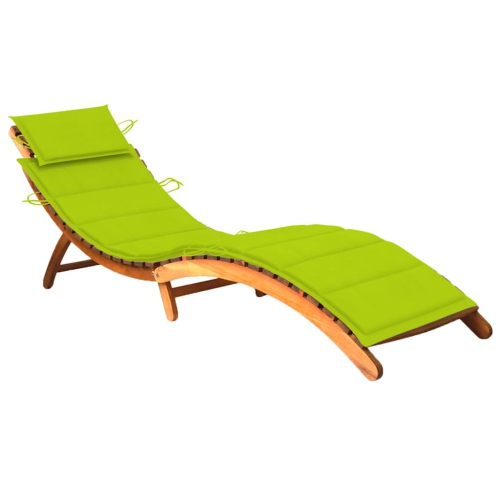 vidaXL Garden Sun Lounger with Cushion Solid Acacia Wood