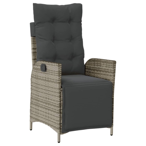 vidaXL Reclining Garden Chair with Footrest Grey Poly Rattan