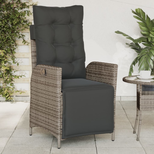 vidaXL Reclining Garden Chair with Footrest Grey Poly Rattan