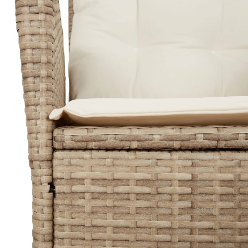 vidaXL Reclining Garden Chair with Cushions Beige Poly Rattan