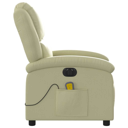 Fauteuil de massage inclinable électrique en cuir véritable crème de vidaXL