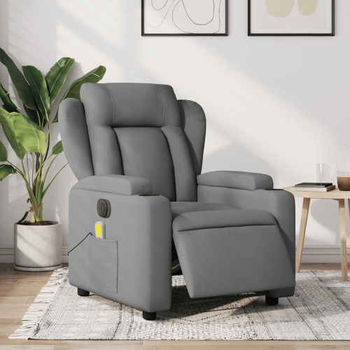 Fauteuil de massage inclinable électrique en tissu gris foncé vidaXL