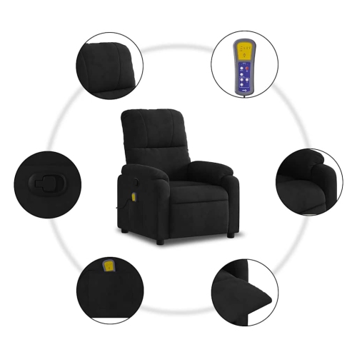 Fauteuil de massage inclinable en microfibre noire de vidaXL
