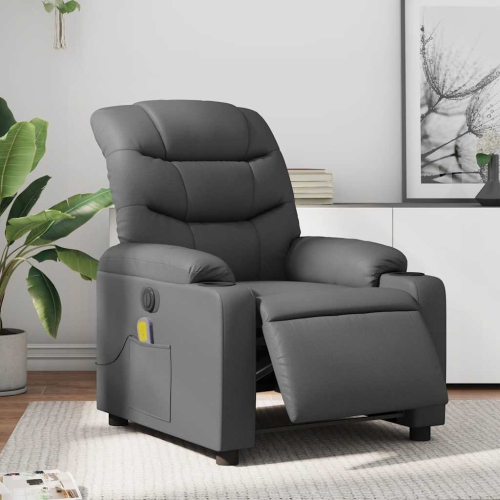 Fauteuil de massage inclinable électrique en similicuir gris vidaXL