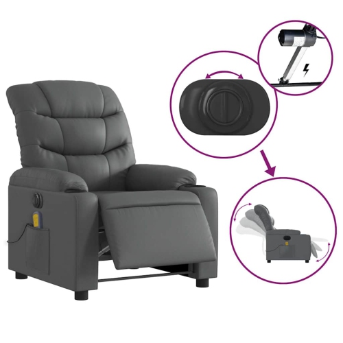 Fauteuil de massage inclinable électrique en similicuir gris vidaXL