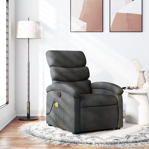 Fauteuil de massage inclinable en tissu gris foncé vidaXL