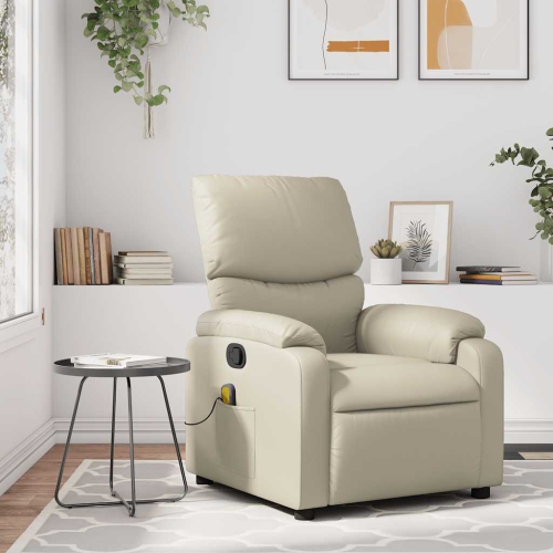 Fauteuil de massage inclinable en similicuir crème de vidaXL