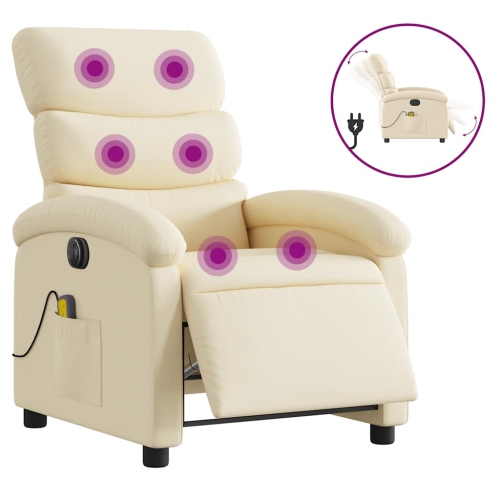 VIDAXL  Electric Massage Recliner Chair Cream Fabric