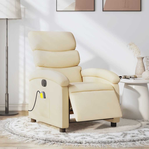 vidaXL Electric Massage Recliner Chair Cream Fabric