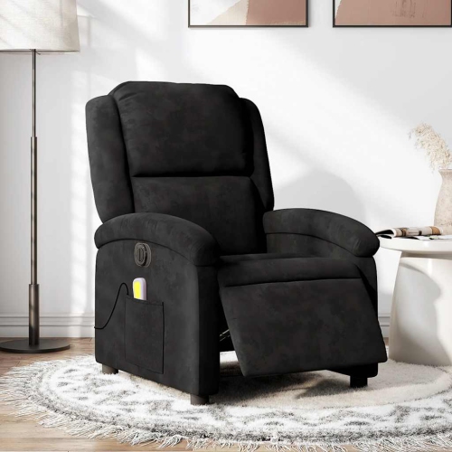 Fauteuil de massage inclinable électrique de vidaXL - velours noir