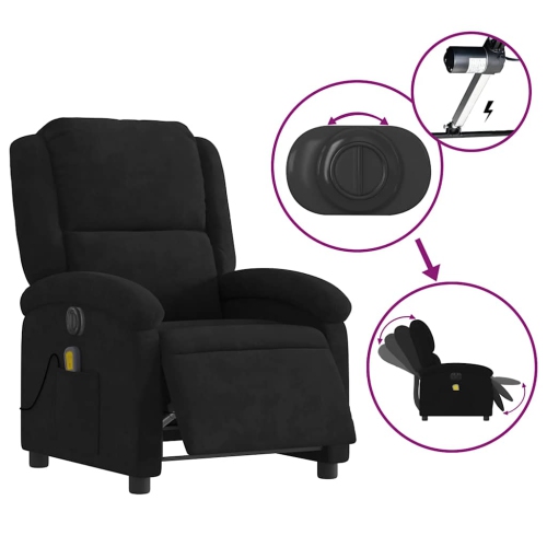 Fauteuil de massage inclinable électrique de vidaXL - velours noir