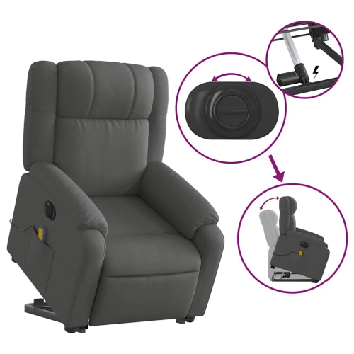 Fauteuil de massage inclinable électrique en tissu gris foncé de vidaXL