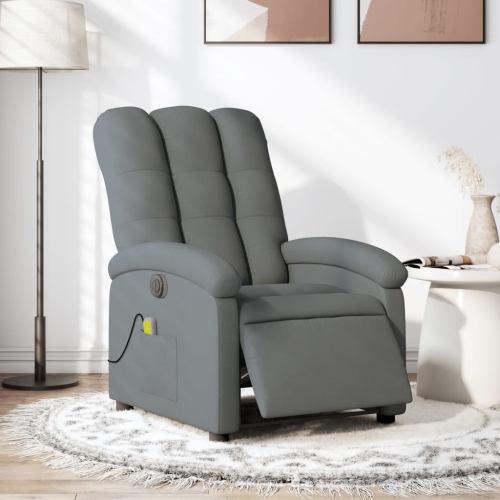 Fauteuil de massage inclinable électrique en tissu gris foncé vidaXL