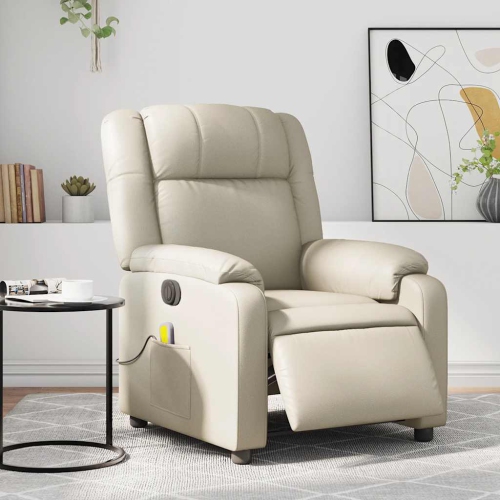 Fauteuil de massage inclinable électrique en similicuir crème de vidaXL