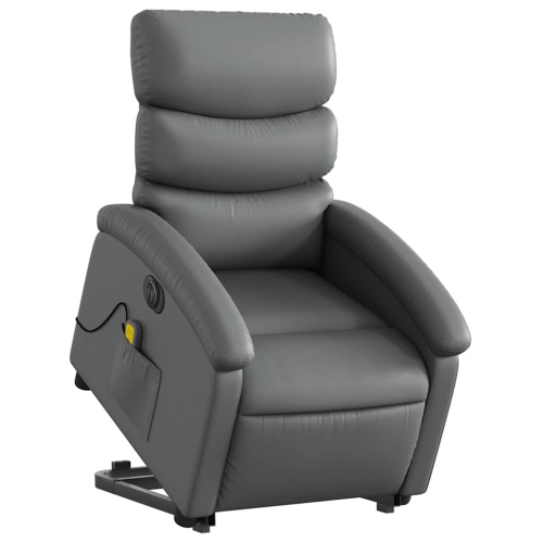 vidaXL Electric Stand up Massage Recliner Chair Grey Faux Leather