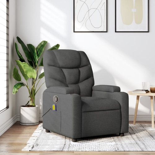 Fauteuil de massage inclinable en tissu gris foncé vidaXL