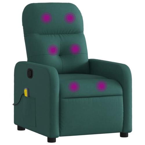 VIDAXL  Massage Recliner Chair Dark Fabric In Green