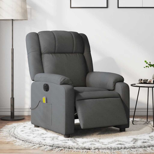 Fauteuil de massage inclinable électrique en tissu gris foncé vidaXL