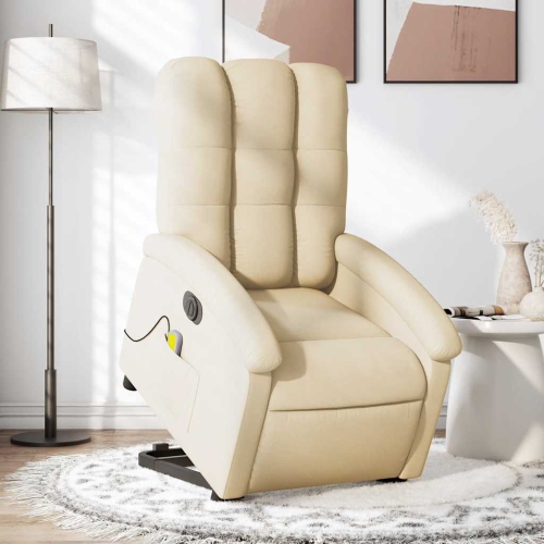 Fauteuil de massage inclinable électrique en tissu crème de vidaXL