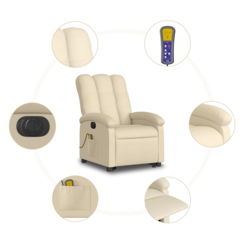 Fauteuil de massage inclinable électrique en tissu crème de vidaXL