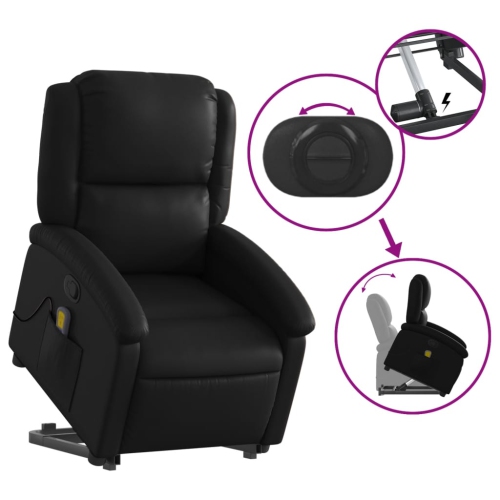 Fauteuil de massage inclinable en similicuir noir VidaXL
