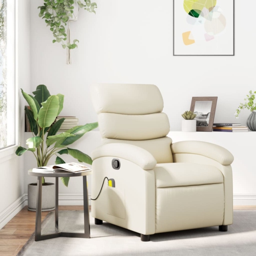Fauteuil de massage inclinable en similicuir crème de vidaXL