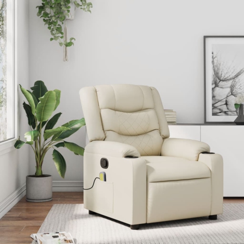 Fauteuil de massage inclinable en similicuir crème de vidaXL