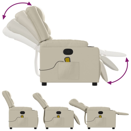 Fauteuil de massage inclinable en similicuir crème de vidaXL