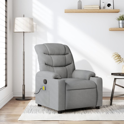 Fauteuil de massage inclinable en tissu gris pâle de vidaXL