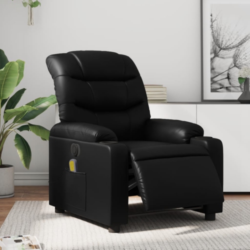 Fauteuil de massage inclinable électrique en similicuir noir vidaXL
