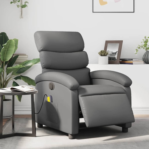 Fauteuil de massage inclinable électrique en similicuir gris vidaXL