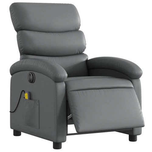 Fauteuil de massage inclinable électrique en similicuir gris vidaXL