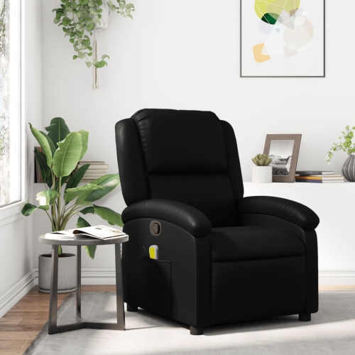 Fauteuil de massage inclinable en similicuir noir vidaXL