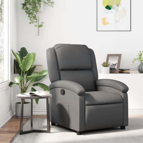 Fauteuil inclinable en similicuir gris vidaXL