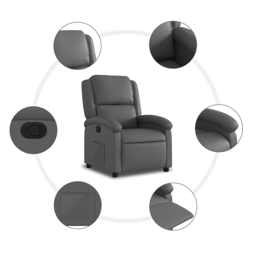 Fauteuil inclinable en similicuir gris vidaXL