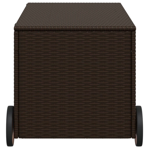 vidaXL Garden Storage Box with Wheels Brown 190L Poly Rattan