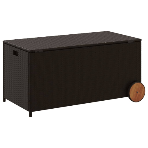 vidaXL Garden Storage Box with Wheels Brown 190L Poly Rattan