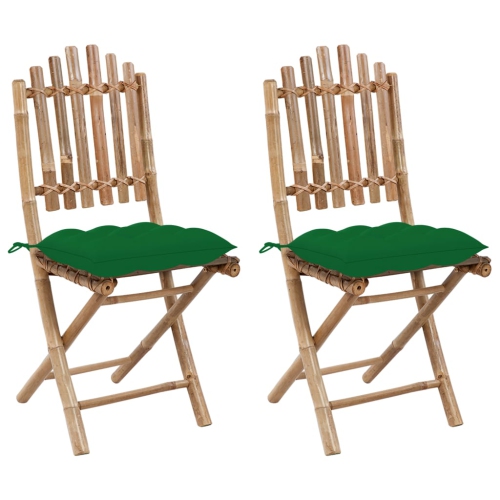 vidaXL Folding Garden Chairs 2 pcs with Cushions Bamboo
