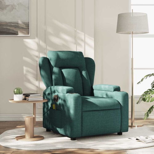 Fauteuil de massage inclinable en tissu vert foncé vidaXL