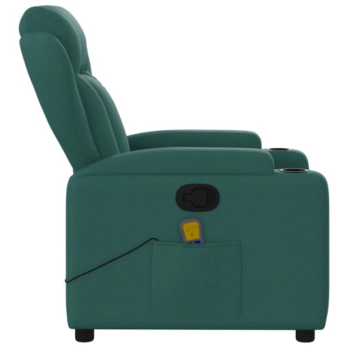 Fauteuil de massage inclinable en tissu vert foncé vidaXL