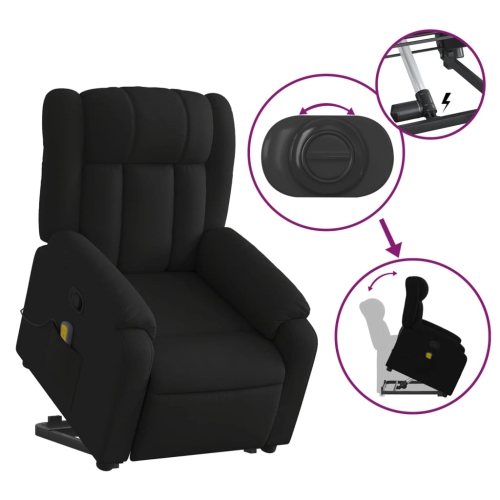 Fauteuil de massage inclinable en tissu noir de vidaXL