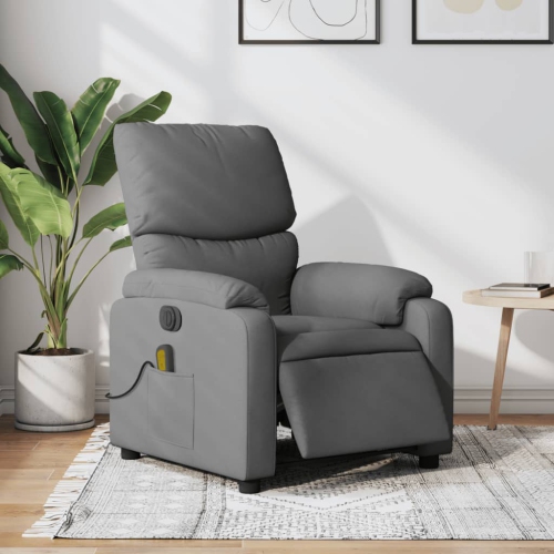 Fauteuil de massage inclinable électrique en tissu gris foncé vidaXL